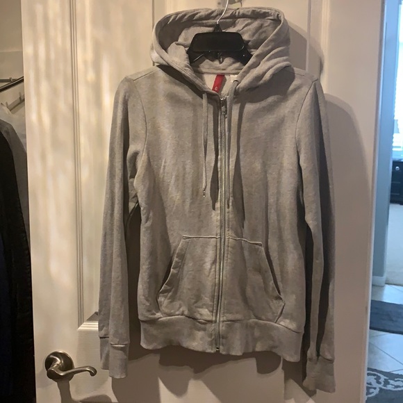 H&M Jackets & Blazers - H & M Light Grey Zip Up Hooded Jacket
